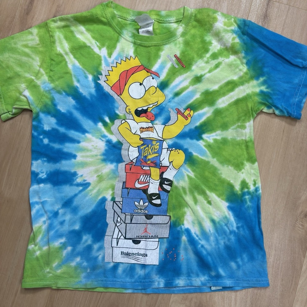 Vintage Bart Simpson Youth Medium Tshirt Tie Dye Takis Nike Jordan Balenciaga